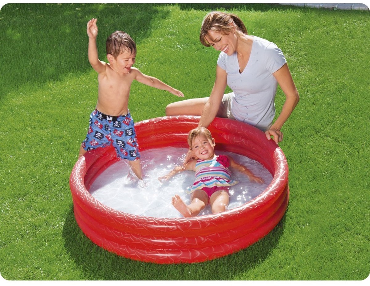 Bestway opblaasbaar kinder zwembad 122 cm doorsnede - 3 rings in de kleur rood of blauw – foto 2
