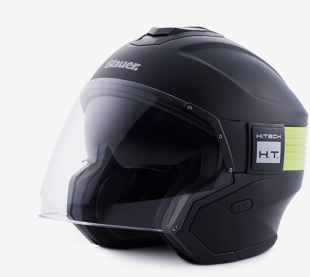 Blauer Hacker BTR Mat Zwart Geel Jethelm - Maat S - Helm