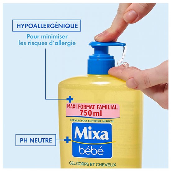 Mixa Bébé 2in1 Haar- en Lichaamsgel 750 ml — afbeelding 3