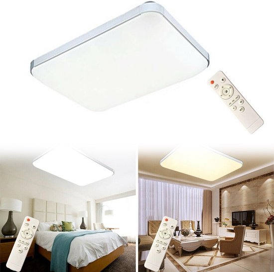 NAIZY Led-plafondlamp, 72 W, plafondlamp met afstandsbediening, woonkamerlamp, badkamerlamp voor slaapkamer, keuken, hal, dimbaar
