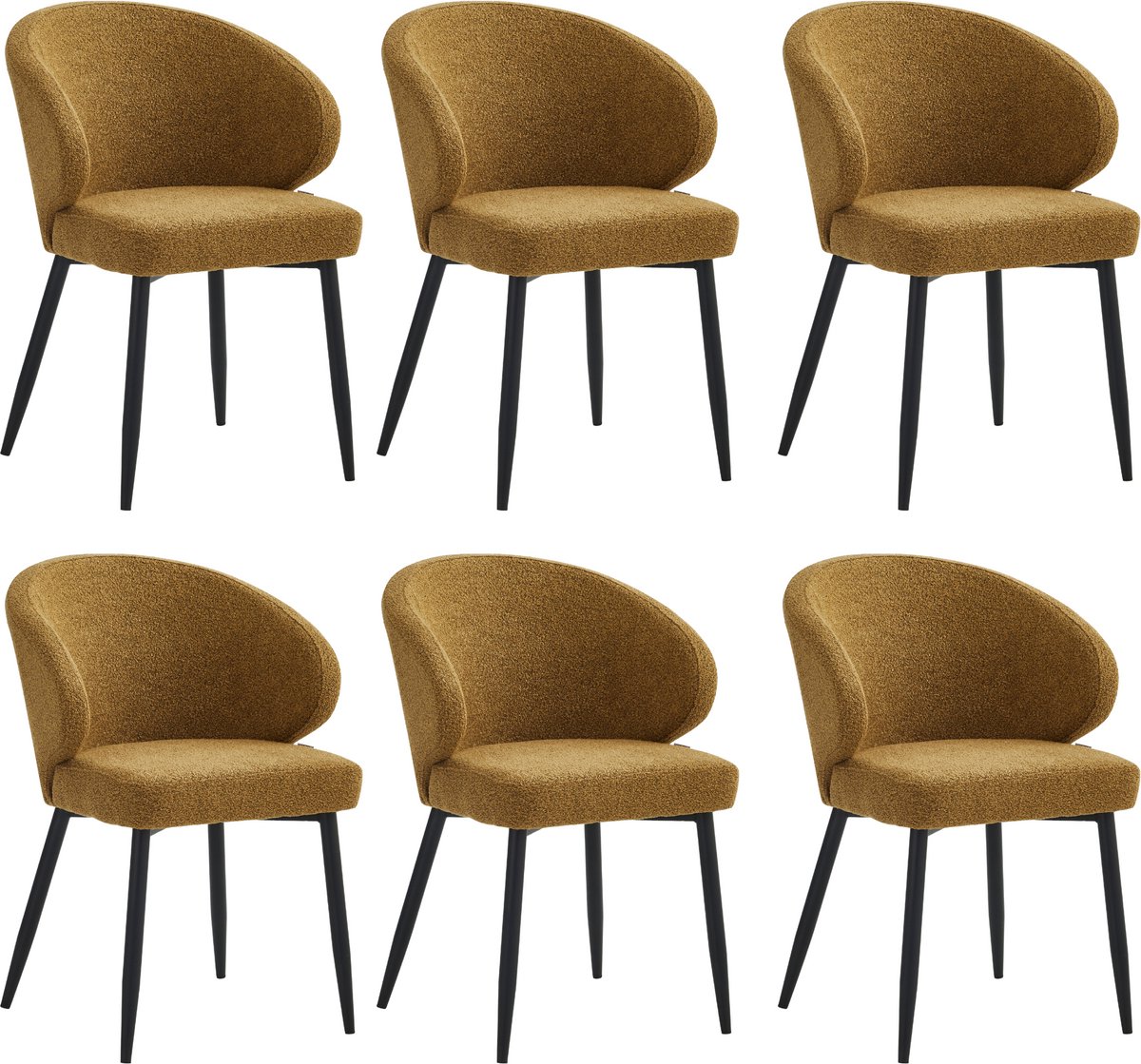 Colenis Ruby Eetkamerstoel - Set Van 6 – Cappuccino – Bouclé - Design