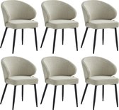 Bol.com Colenis® - Ruby Eetkamerstoel - Set Van 6 – Beige – Bouclé - Design aanbieding