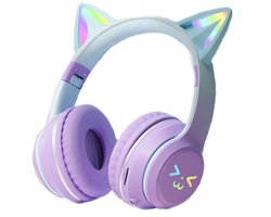 NAXSIR Draadloze Kattenoren Headset met Kleurverloop | Opvouwbaar, LED-Verlichting & Kaartslot | Geschikt voor iPhone, Android, Tablets & Mobiele Telefoons | Stylish & Draagbaar