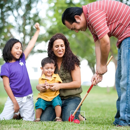 Set De Croquet NAIZY Pour 4 Joueurs – Bois De Pin, Maillets 74,5cm, Balles 7,3cm – Pour Enfants Et Adultes