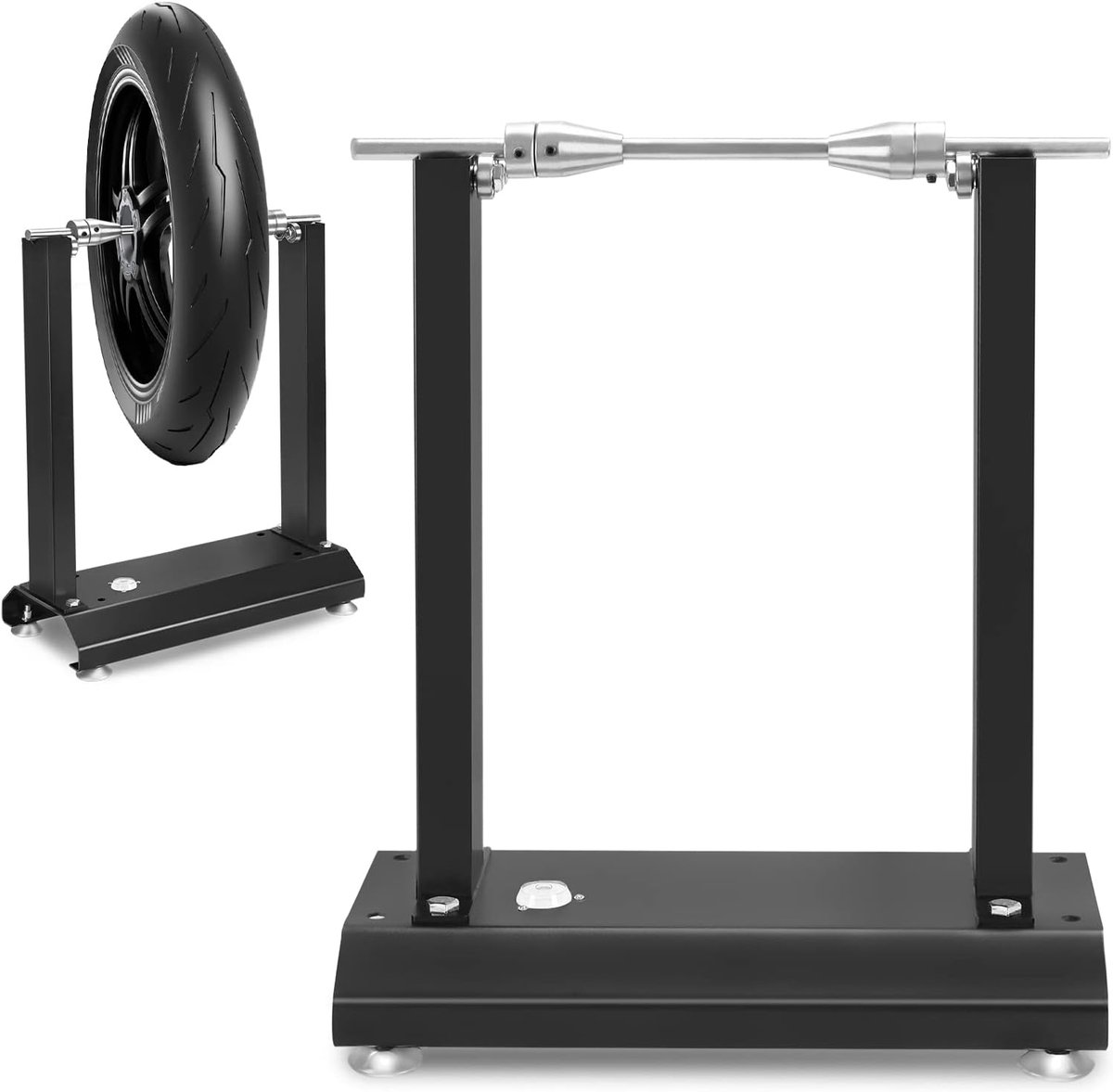 Aufun Bandenbalancer Motorfiets Balanceermachine Bandenbalancer met Kegelniveau en Steunpoten Bandenwisselaar Bandenwisselaar, 40x19x50cm