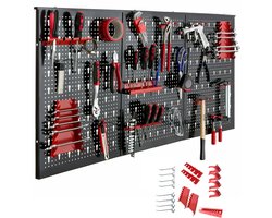 Gereedschapwand Geperforeerde metalen wand 17-delige haakset Gereedschaphouder met haken en beugels uitbreidbaar voor werkbanken Workshops Wandplank,120 x 60 x 2 cm
