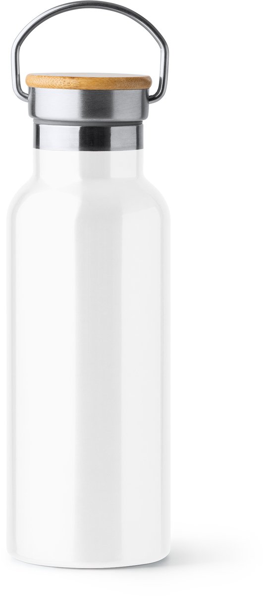 Dubbelwandige RVS Thermosfles. 500 ml kleur Wit Tiset 1537 Geschikt voor lasertechniek