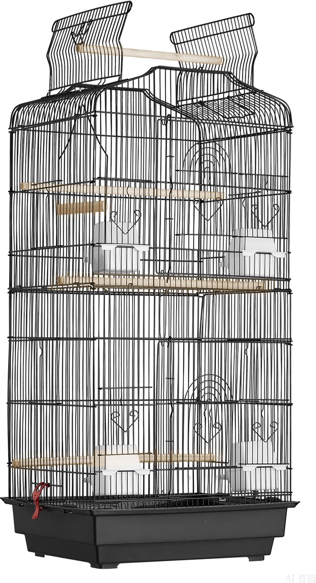 Grote Papegaaienkooi, 99,1 cm, Open aan de Bovenkant, voor Hangparkieten en Kleine Vogels, met Schommel, Zitstok en Eenvoudige Reiniging thumbnail 6