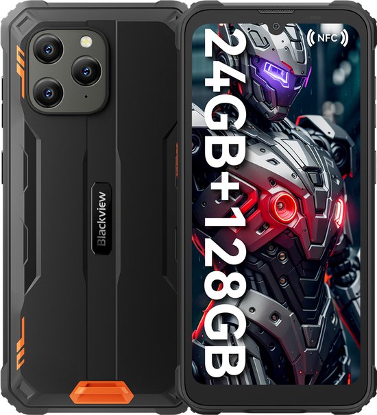 Blackview BV5300Plus 8GB+128GB Outdoor Outdoor Smartphone Zonder Contract met 6580mAh Batterij, 6.1" HD+ Android 13, 4G Dual SIM, NFC/GPS/OTG/IP69K Oranje