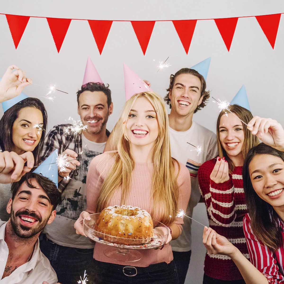 Party Vlaggenlijn puntvlaggetjes - 3x - kunststof - rood - 10 meter - Slinger - versiering/feestartikelen — afbeelding 3