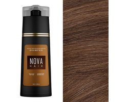 Shampooing colorant instantané Nova Hair Châtain Medium - Riche en extraits naturels - Couvre les Cheveux Grijs - Shampooing colorant pour hommes et femmes - NovaHair - Shampooing Nova Hair Châtain Medium - 200 ml