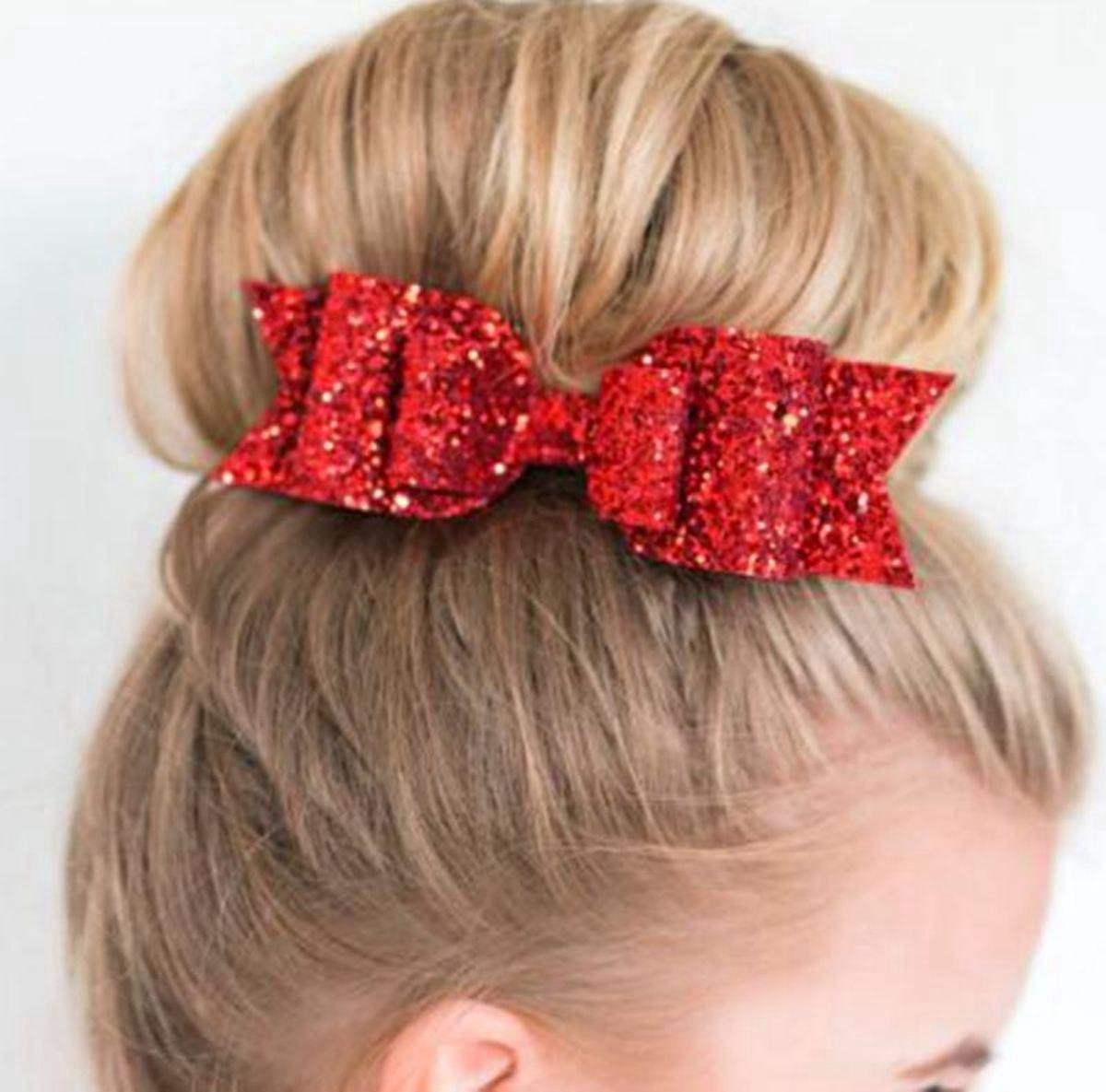 Scoby - Haarspeld - Grote Strik - Glitter Party Accessoire - Hair Clip - Glamour - Rood