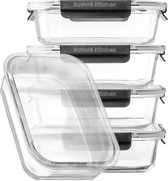 Set de Boîtes de conservation Savoré Kitchen - avec couvercle vapeur - Récipients de Prep de repas - Récipients de congélation en Glas - Hermétique - 5 pièces - 1040 ML