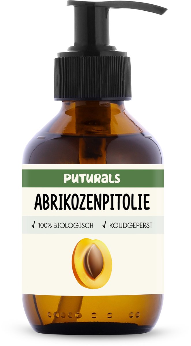 Goedkoopste Puturals Abrikozenpitolie 100 Biologisch - 150ml - Koudgeperst en Puur - Abrikozenpitolie voor Huid, Haar, Gezicht en Lippen