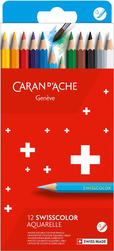 Caran d`Ache Kleurpotloden Aquarelpotloden – Set in doos à 12stuks – Meeneem verpakking