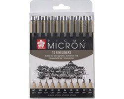 Sakura Pigma Micron Etui fineliners - 10 fineliners - zwart