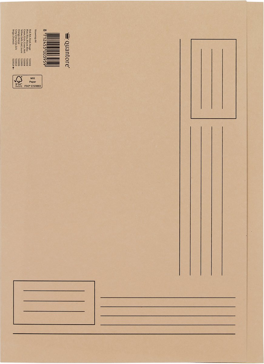 Vouwmap quantore a4 ongelijke zijde 250gr beige | 10 stuks