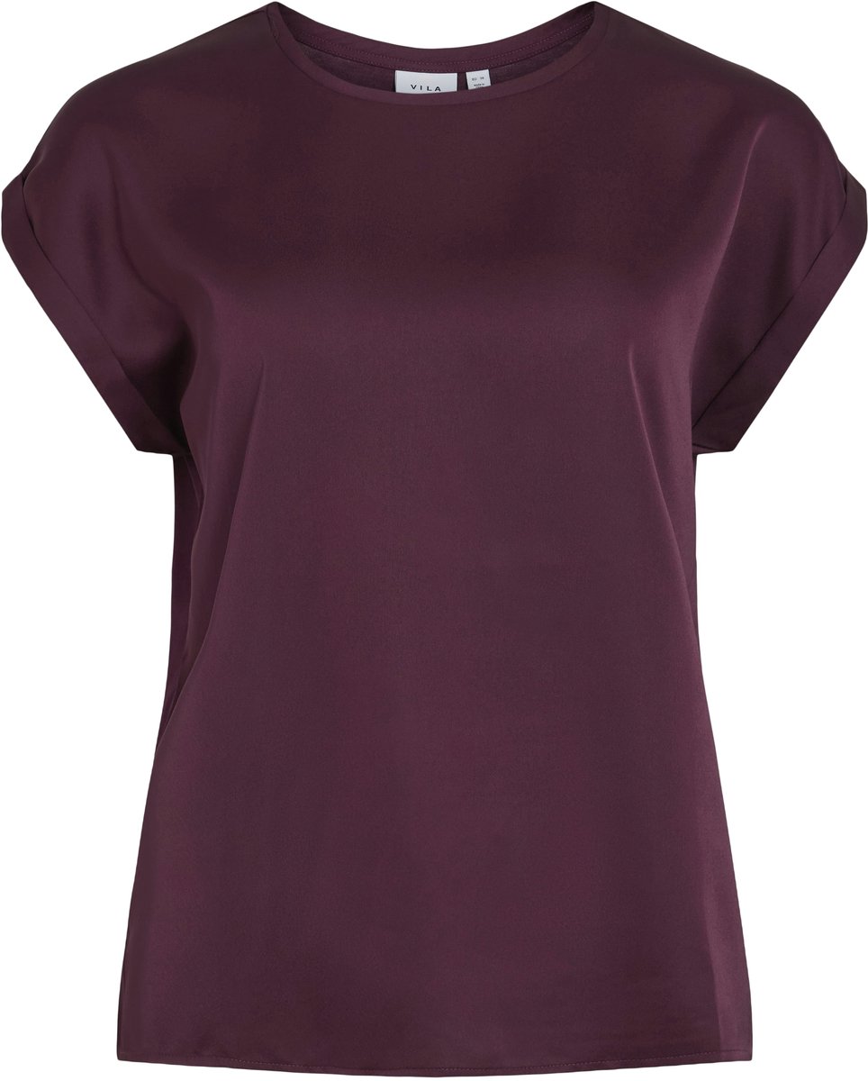 Vila T-shirt Viellette S/s Satin Top - Noos 14059563 Fig Dames Maat - 36