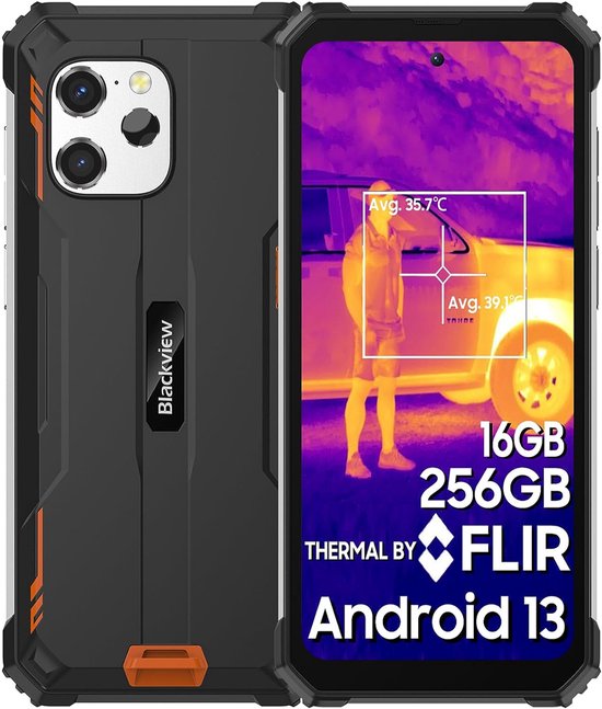 Blackview BV8900 Outdoor Smartphone 16(8+8)GB/256GB warmtebeeldcamera 10000mAh batterij NFC GPS OTG Oranje