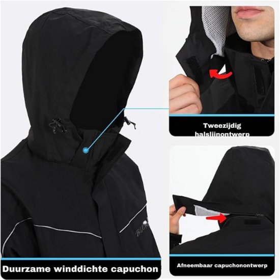 Lixada Heren motorfiets regenpak outdoor reflecterende waterdichte regenjas en broek regenkleding voor fietsen fietsen kamperen wandelen, geel, XL