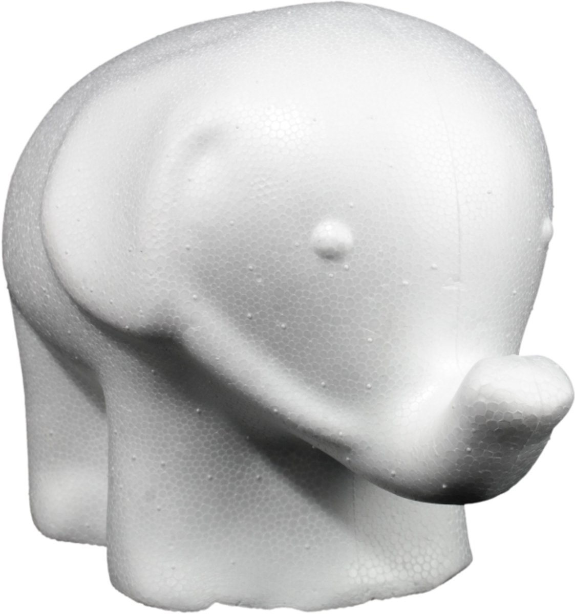 Hobbygroep styropor olifant knutsel figuur wit 14,5 cm decoratie.