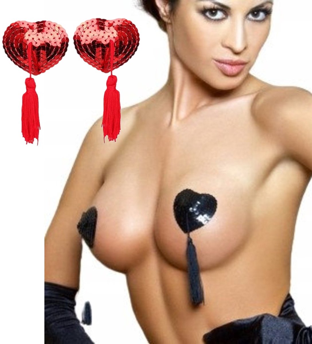 Goedkoopste Burlesque Harten Tepelkwastjes I Tepelkwastje I Tepelklemmen I Sexy Tepelversiering I Nipple Tassles I Zelfklevend I 2 Stuk I Rood
