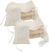 Belle Vous Petits Tassen de Rangement Cordon de Souris en Coton Naturel (Lot de 50) - 10 x 15 cm - Tassen Toile Réutilisables, Bio Dégradables & Eco - Cadeau Mariage et Fête