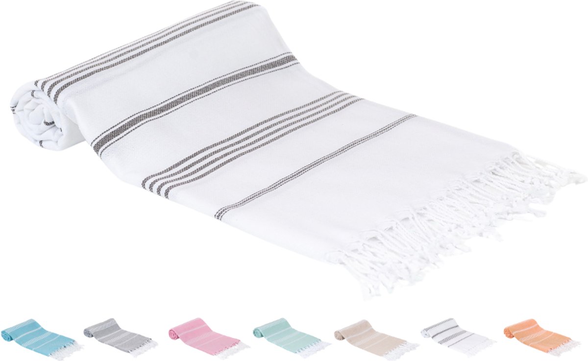 SEPET Hamamdoek Zultanite - Wit - 300g - XXL 100 x 200 cm - Groot - Zacht - Licht - Zandvrij - Sneldrogend - %100 Katoen - Pestemal | Stranddoek | Saunadoek | Fouta