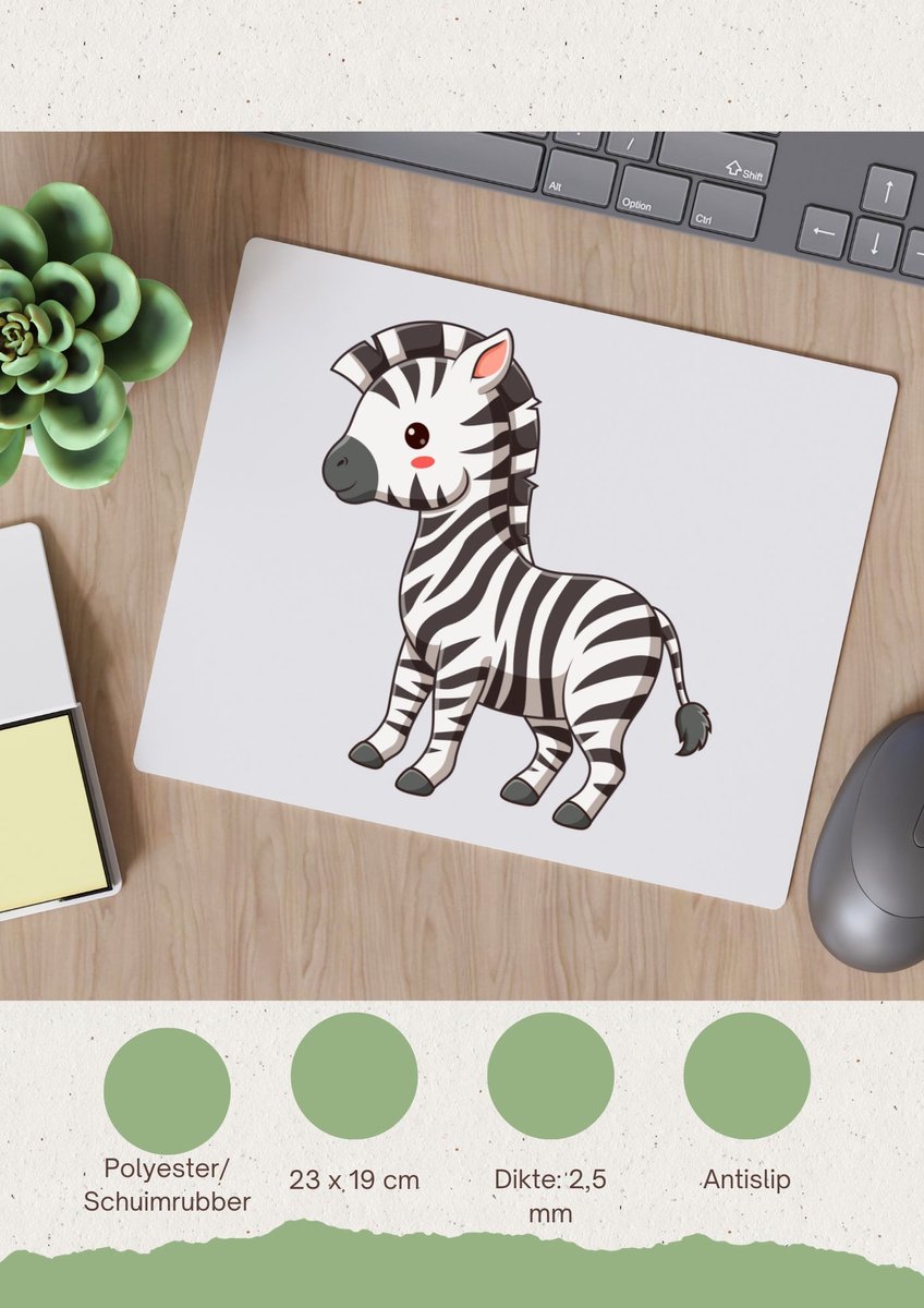 Akyol - zebra's Muismat - Zebra - dieren liefhebbers - paarden - safari - dierentuin - 23 bij 19 cm