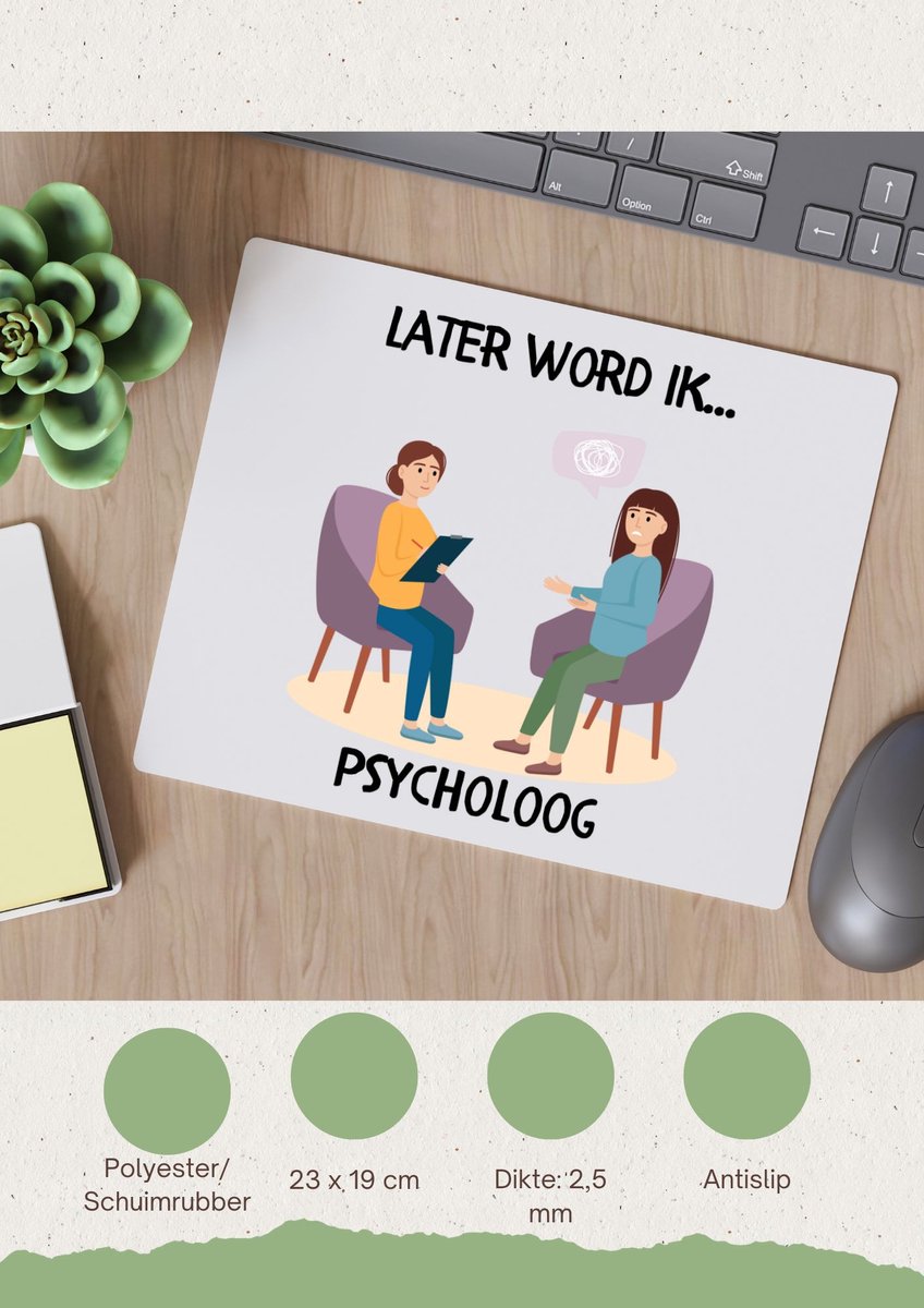 Akyol - later word ik psycholoog Muismat - Psycholoog - psychologen - psychiater - psycholoog - therapie - therapeut - hulpbieder - psychologe - cadeau voor een psycholoog - 23 bij 19 cm