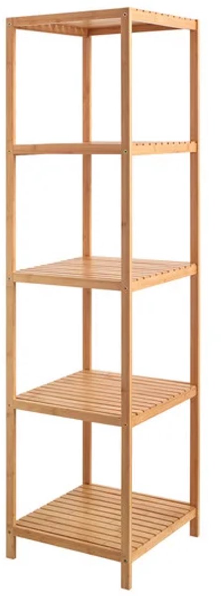 Livarno Home Bamboe Badkamerrek - 37 x 140 x 37 cm - Vochtbestendig - 5 Legplanken