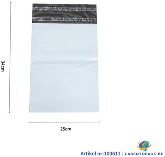 100x Verzendzakken Coex 250 mm x 340 mm met retourstrip Geschikt voor A4