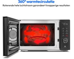 MEDION magnetron met grill en convectie (23 liter, 900 watt, 1000 watt grill, 1680 watt convectiefunctie, 11 automatische programma's, 5 vermogensstanden, ontdooifunctie, roestvrij staal, MD12031) zwa