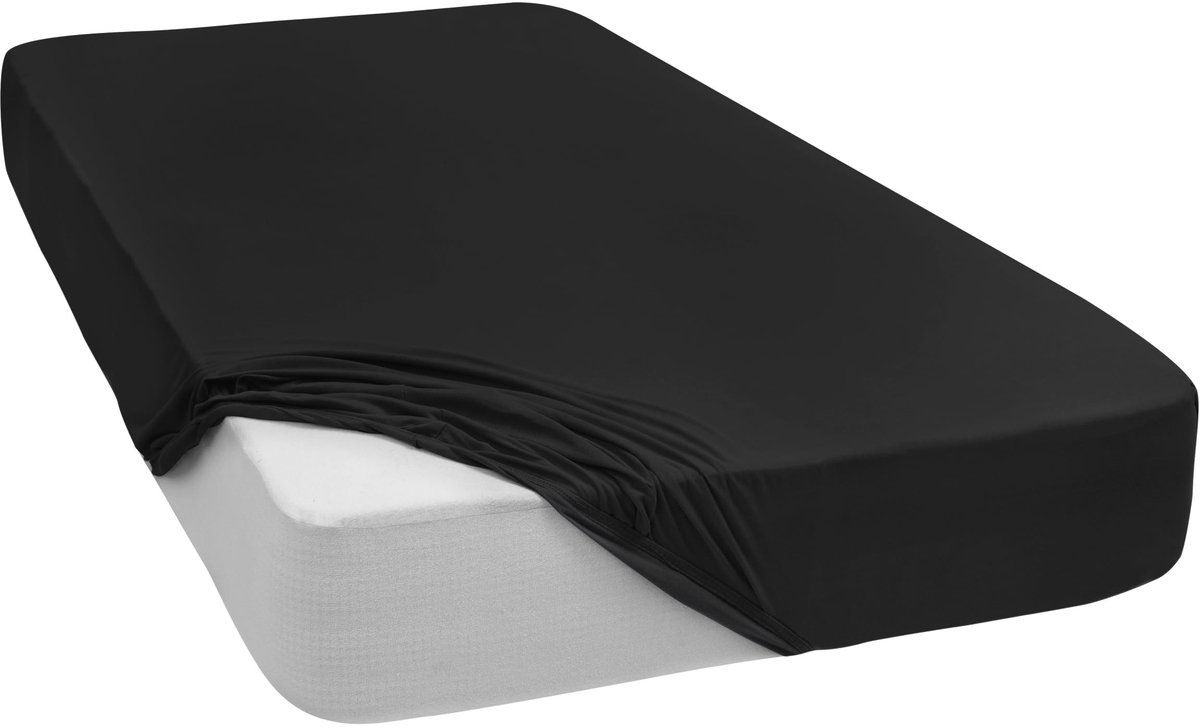 Unyqoos Ademend en Zacht Jersey Katoenen Hoeslaken voor Optimaal Slaapcomfort in Zwart, 160 x 200 cm