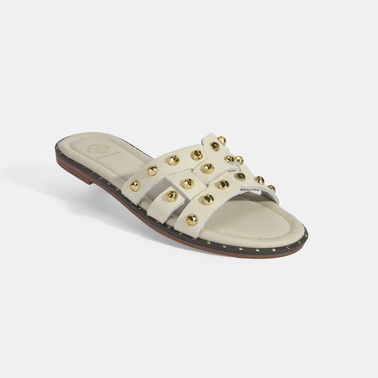 DESA Pantoufles Cuir Blanc Femme Astuce de chaussure: ouvert Taille: 38 EU