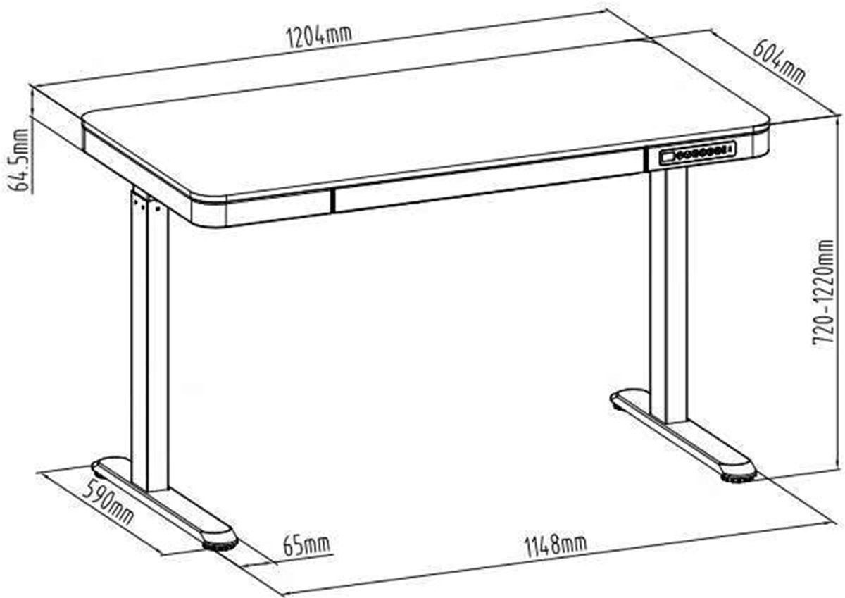 Zit-sta Bureau Elektrisch Verstelbaar 60x120 cm – Ergonomisch Sta Zit Bureau – eikenhoute Tafelblad & Wit Frame – Elektrische Hoogteverstelling