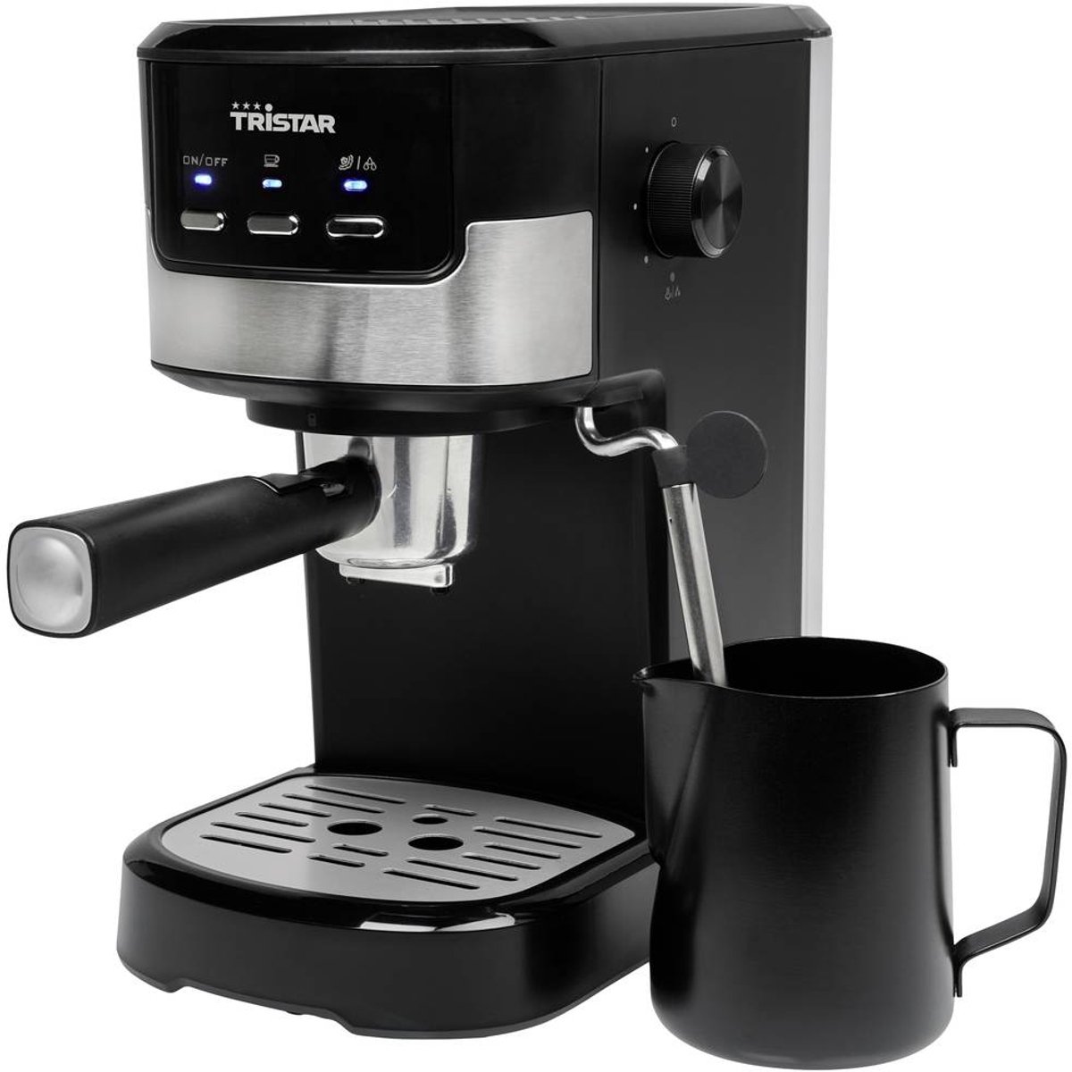 Afbeelding 2 van Tristar Espressomachine & Koffiecupmachine CM-2278 - Koffiemachine geschikt voor capsules & losse koffie - Inclusief melkstoompijpje - Gemakkelijk in gebruik - Zwart RVS