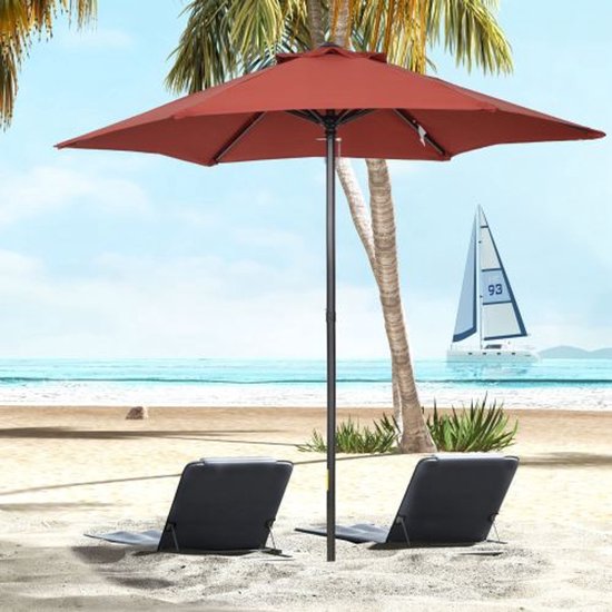 Outsunny parasol tuinparasol marktparasol dubbele parasol terrasparasol met zwengel koffie ovaal 460 x 270 x 240 cm
