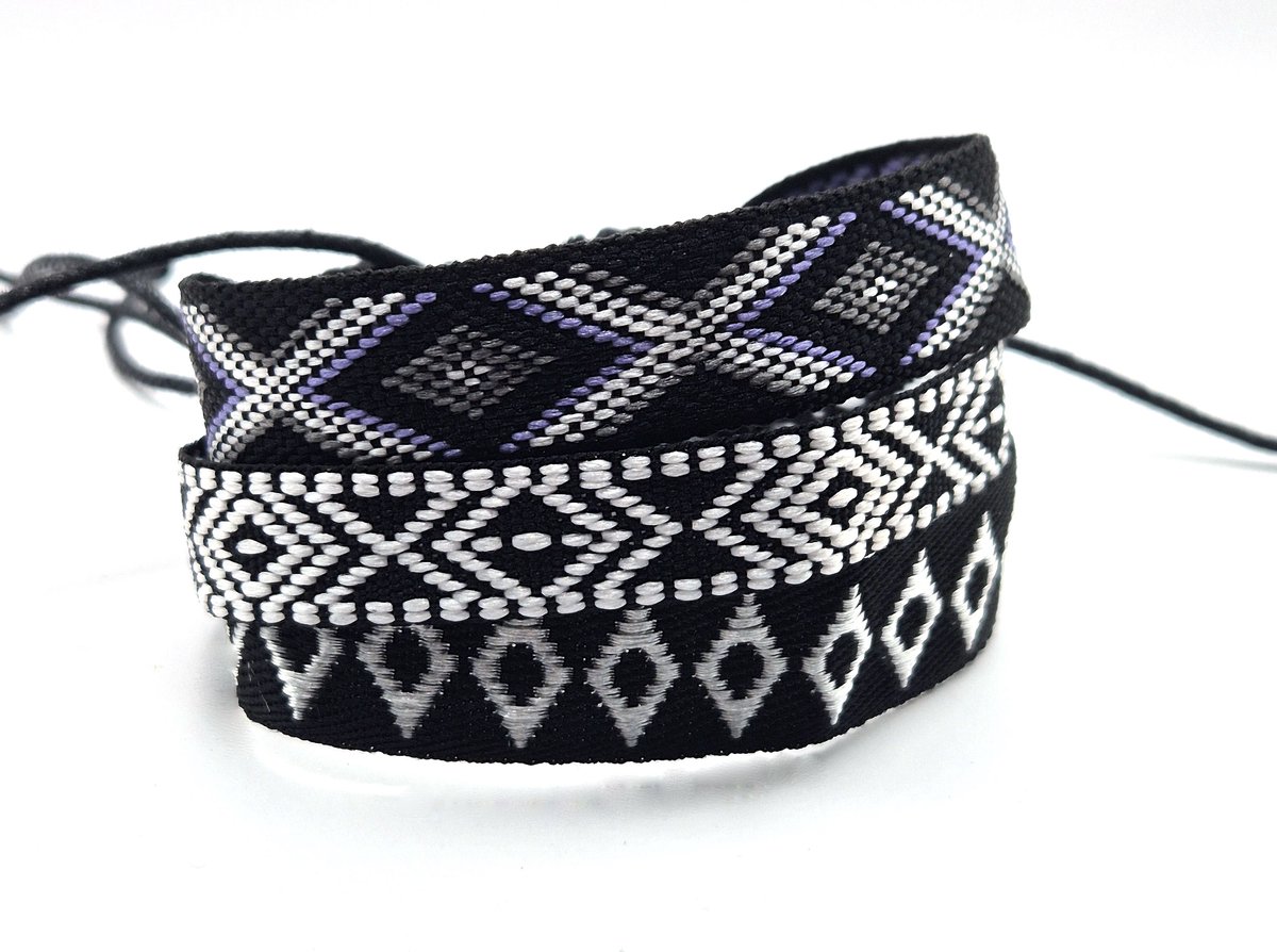 Heren Armbanden set- Touwarmbanden- Ibiza armbanden 3 stuks- Zwart Wit Blauw- Man- Gevlochten armband- Festival armbandjes- LiLaLove
