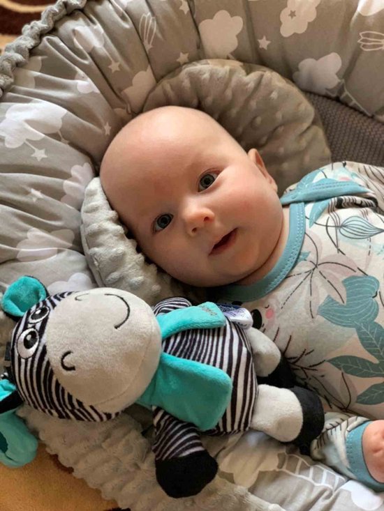 Baby Mix - Knuffeldoek - Pluche knuffeldoek multicolor met geluid en clip - speelgoed - zintuigen - muziek - pluche stof - knuffel van Merkloos — afbeelding 2