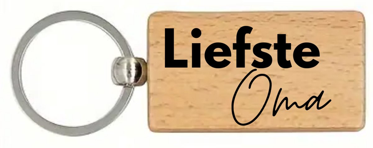 JM WOODS - Sleutelhanger 'Liefste Oma' - 5 x 3 cm - Moederdag - Cadeau