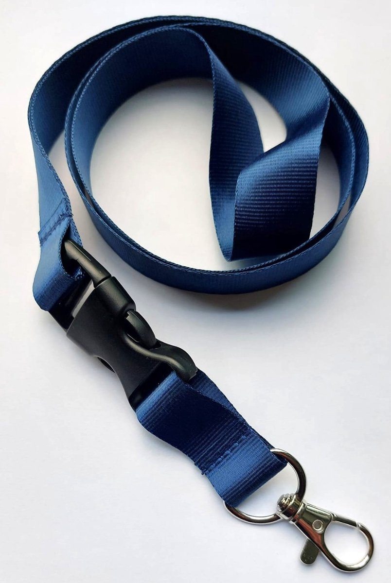 Ecorare® - 5 stuks Sleutelkoord - Kliksluiting - Lanyard - Keycord - Marineblauw - 50 cm