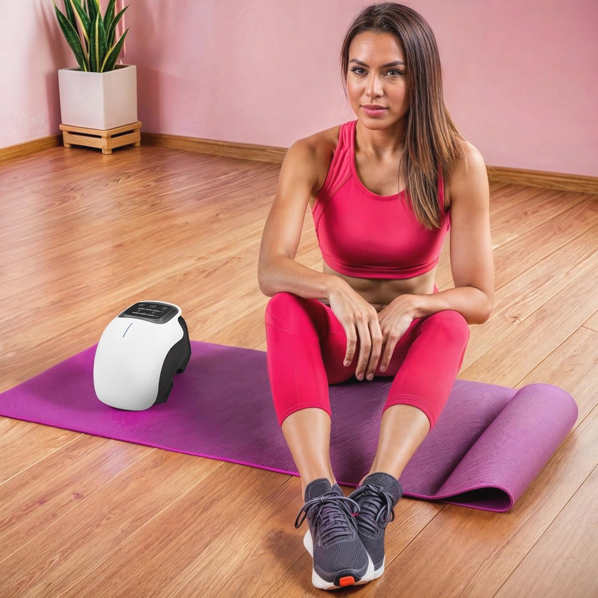 Knie massager met vibratie en infrarood warmte | Draadloze kniemassager voor pijnverlichting en revalidatie | LED touchscreen