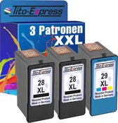 PlatinumSerie® set inkt cartridges alternatief voor Lexmark XL 28 & 29 XL 3 x black