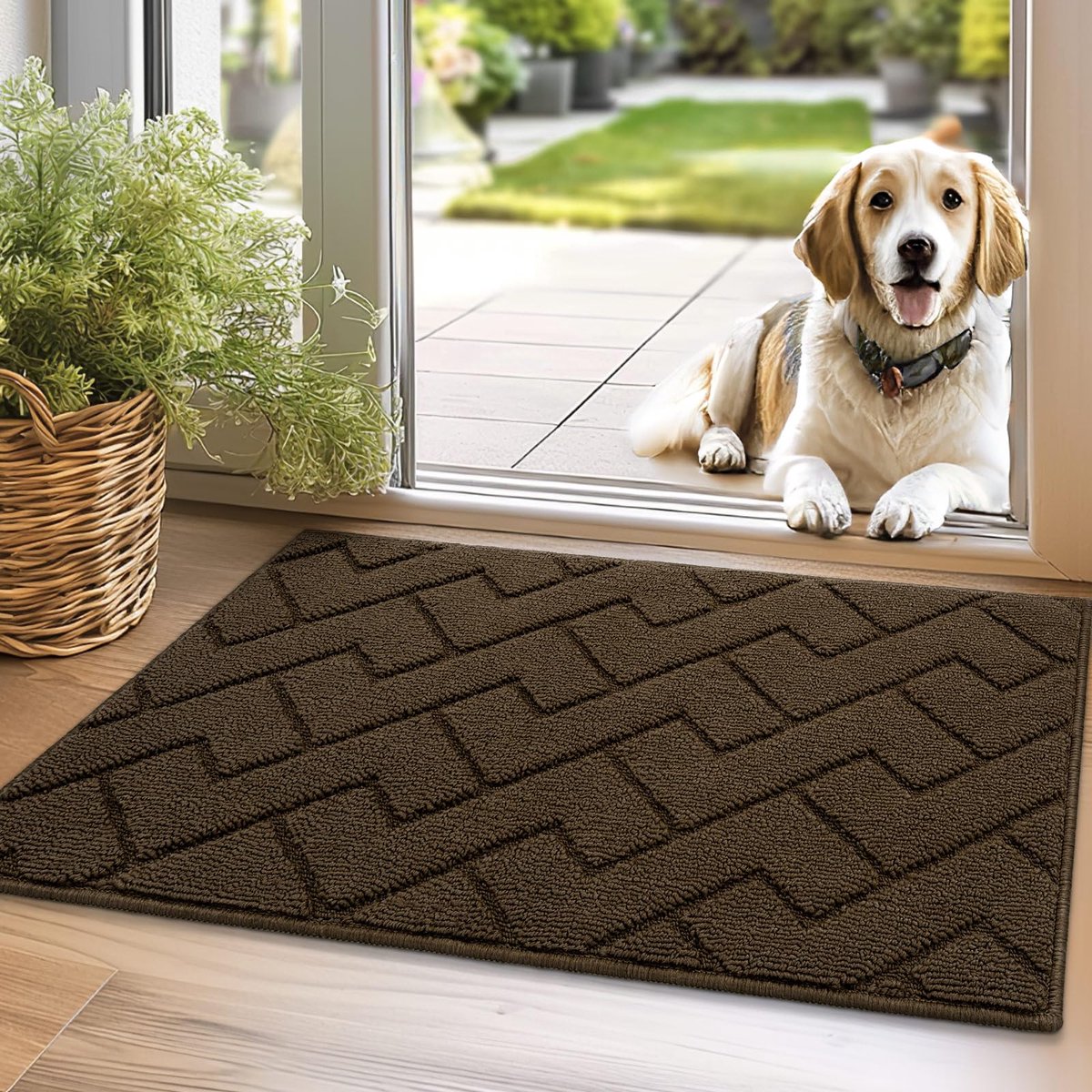 Unyqoos Veelzijdige Wasbare Antislip Deurmat voor Binnen en Buiten, Ideaal voor Entree en Patio latte