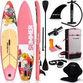 THUNDER® Planche de SUP | VIOSA | 320x75x15cm | Planche de paddle gonflable | Max. 150 kg | Ensemble complet | Rose-Jaune-Blan |