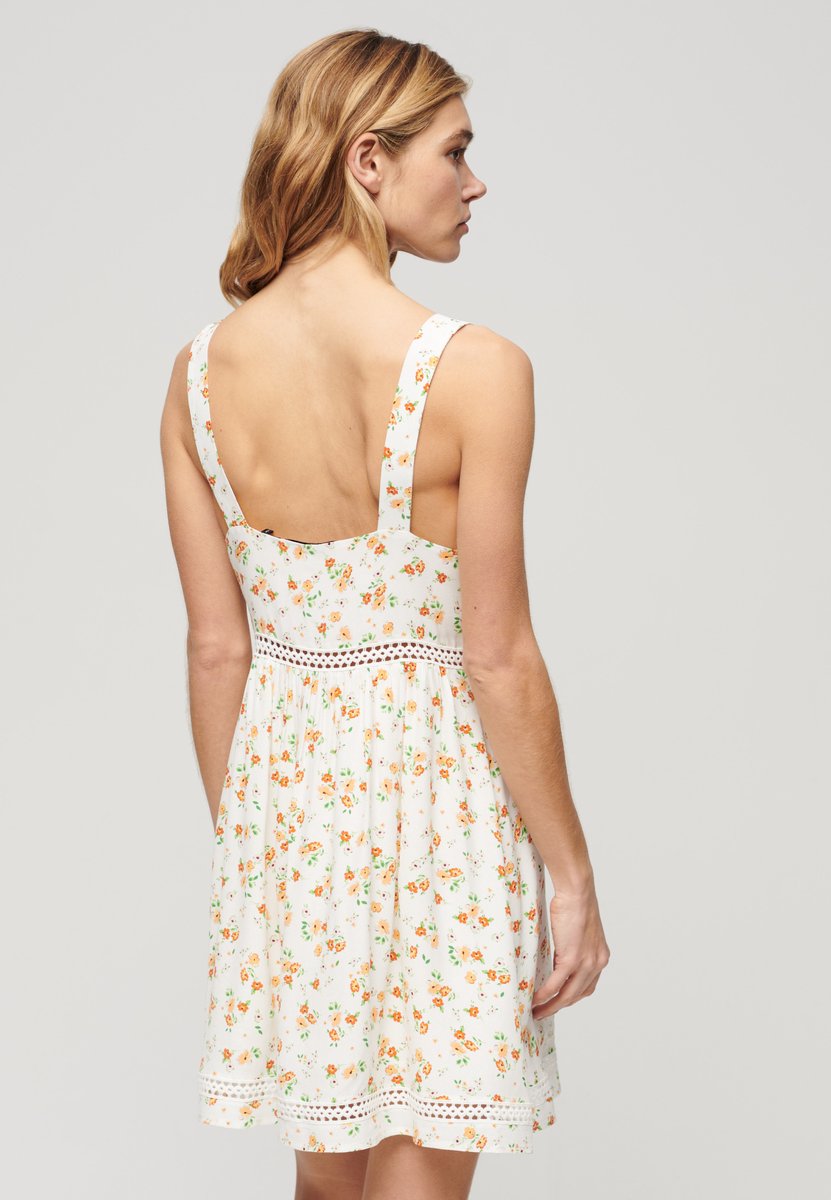 Superdry Cami jurk met V-hals en kanten afwerking Dames Jurken Wit