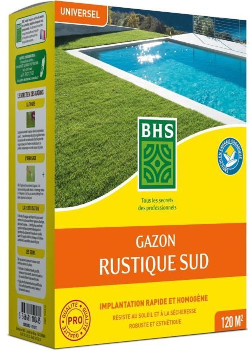 Graszoden - BHS - Rustiek Graszoden Zuid - 1kg, 40 m². Bestand tegen droge omstandigheden dankzij hoog zwenkgras. Snel en uniform.