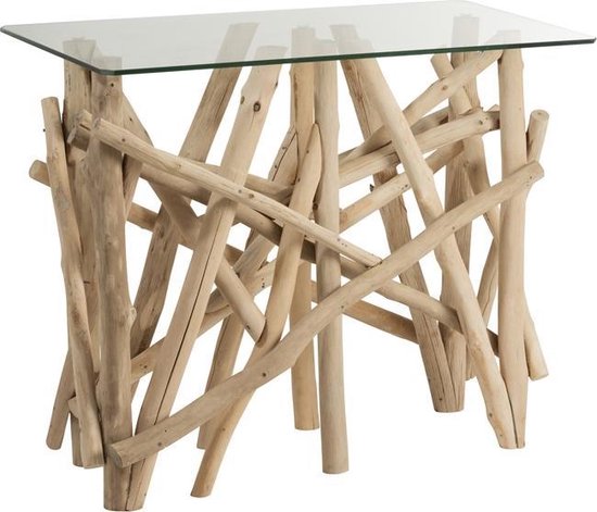 Nature branches - Sidetable - hout takken - glazen blad - rechthoekig