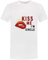 Kiss Me I'm Single Heren T-shirt - vrijgezel - liefde - valentijnsdag - shirt